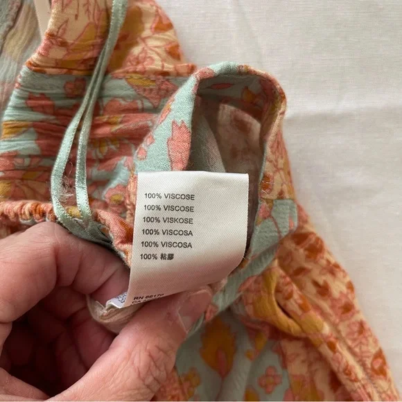 Free People Floral Wide Leg Pants in Peach and Blue - Picture 9 of 11